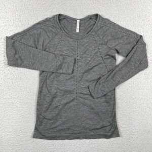Athleta Shirt Womens Small Gray Foothill Seamless Long Sleeve Stretch Active Top